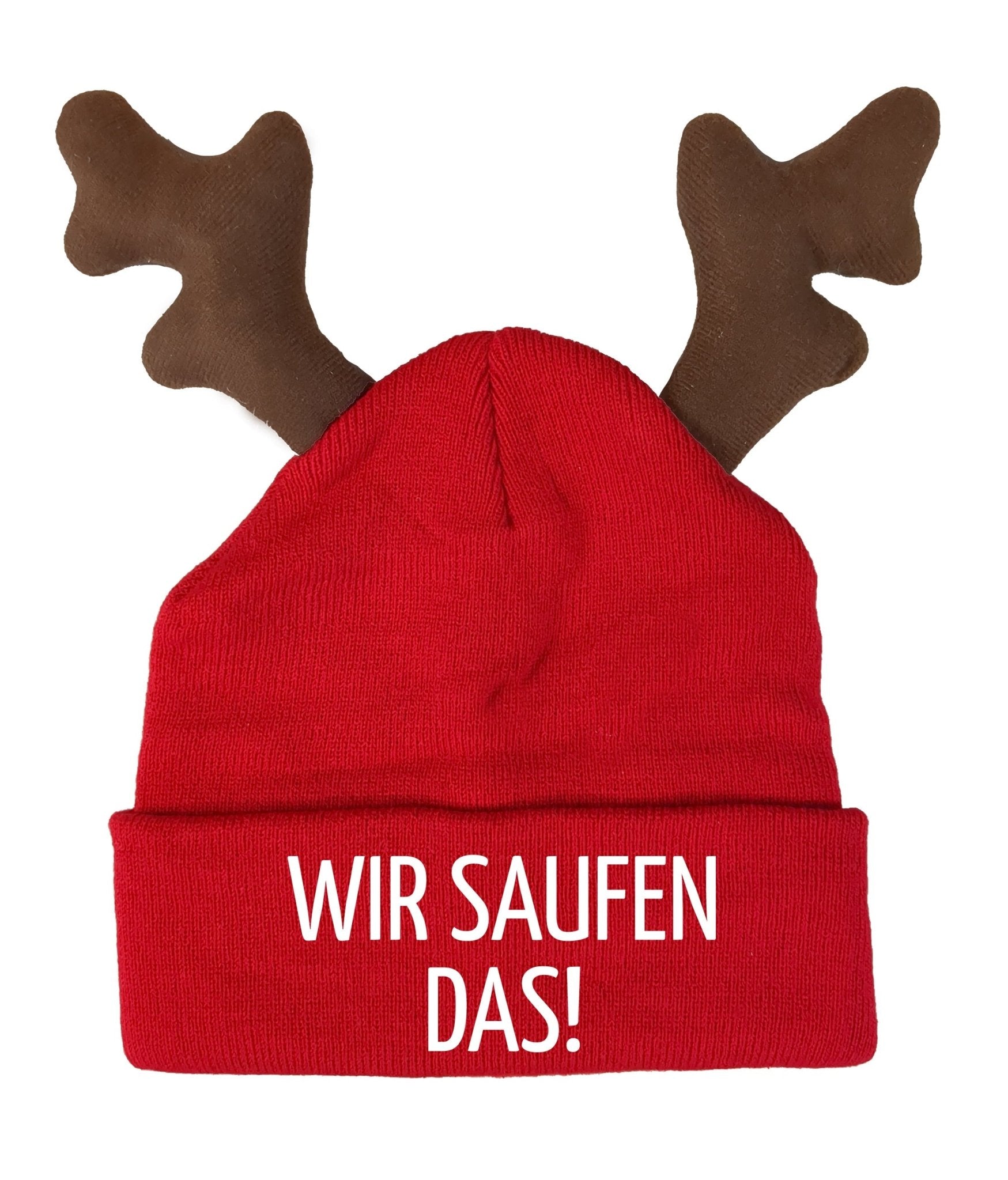 Wir saufen das! Elch Mütze Rentier Statement Beanie mit Spruch - tshirtladen - Mütze