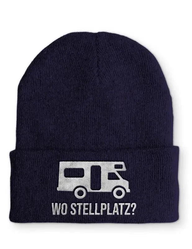 Wo Stellplatz? Statement Beanie Mütze mit Spruch - tshirtladen - Mütze