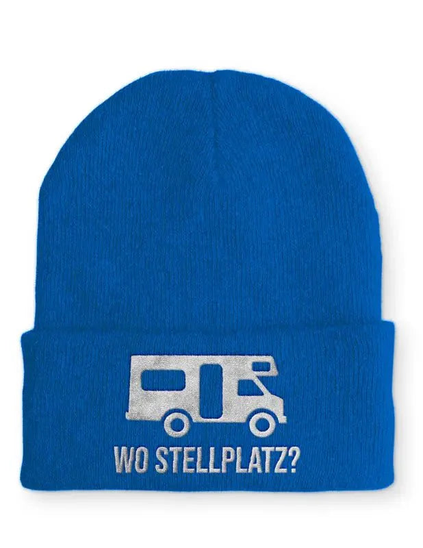 Wo Stellplatz? Statement Beanie Mütze mit Spruch - tshirtladen - Mütze