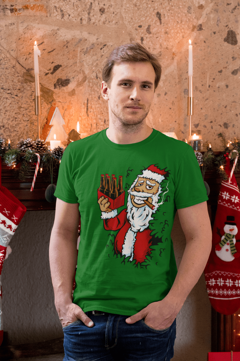 Bad Santa T-Shirt perfekt für Weihnachten - Schwarzer - Kaffee