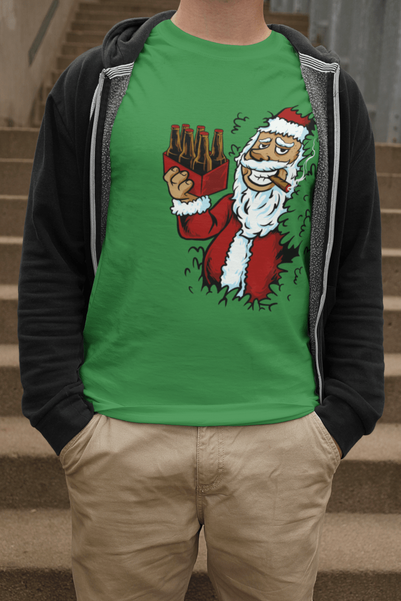 Bad Santa T-Shirt perfekt für Weihnachten - Schwarzer - Kaffee