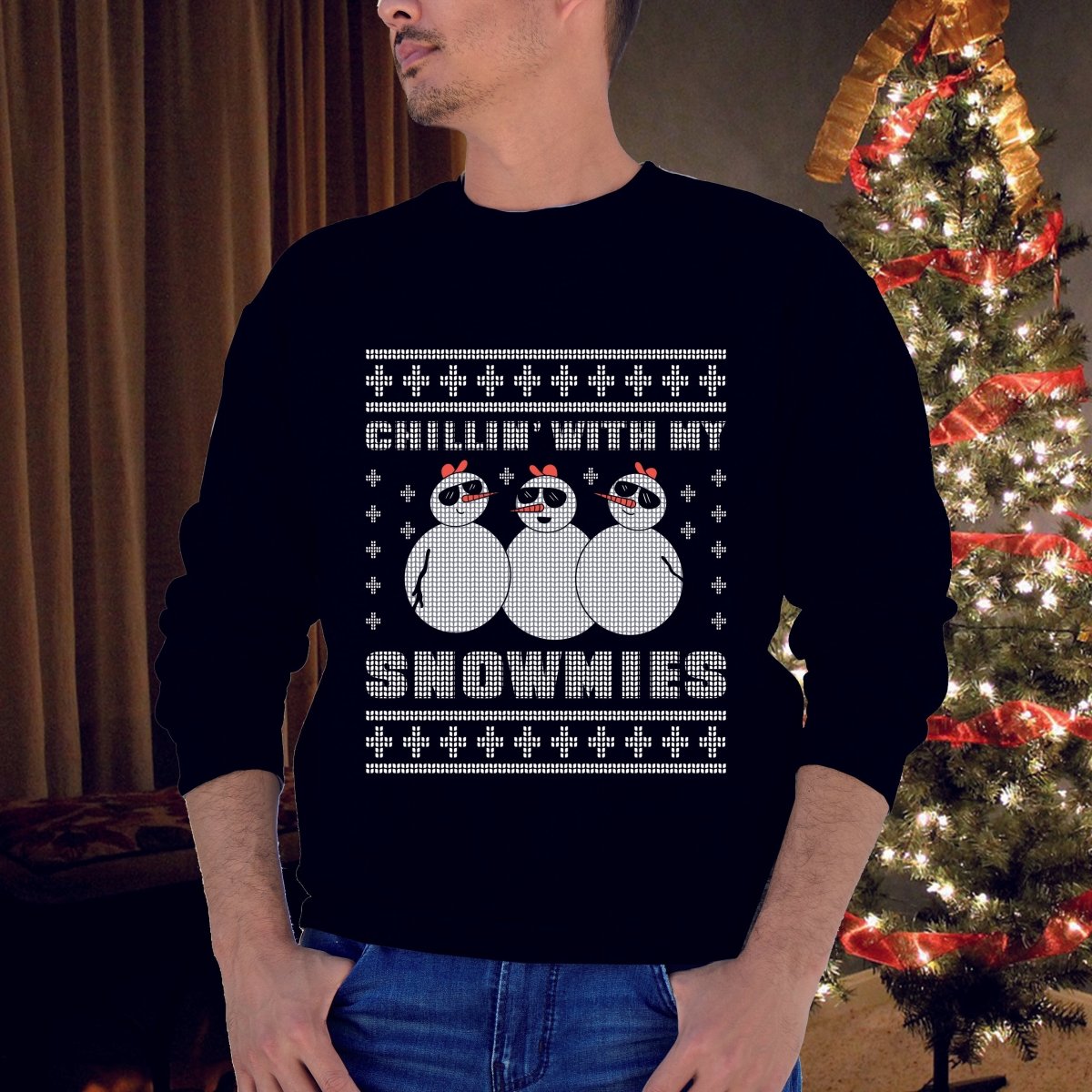 CHILLIN WITH MY SNOWMIES WEIHNACHTSSWEATSHIRT WEIHNACHTEN - Schwarzer - Kaffee