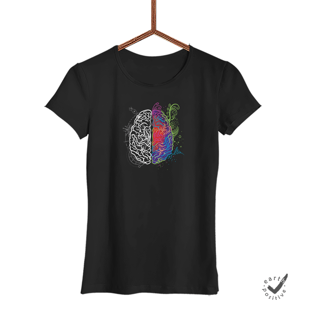 Damen T-Shirt Brain - Schwarzer - Kaffee
