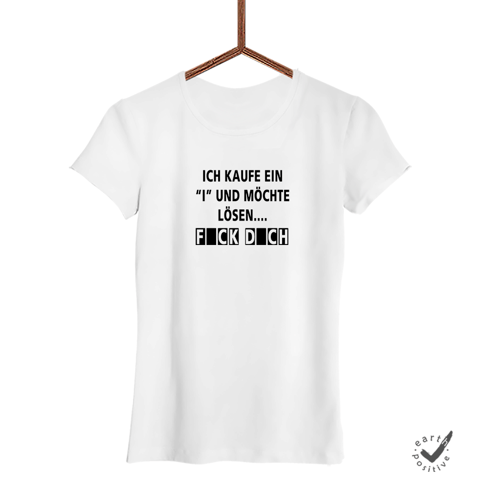 Damen T-Shirt Kaufe ein i - Schwarzer - Kaffee