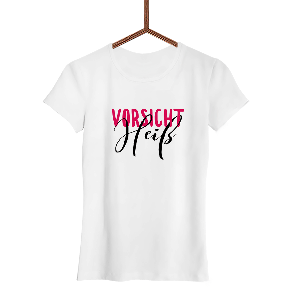 Damen T-Shirt Vorsicht heiß - Schwarzer - Kaffee