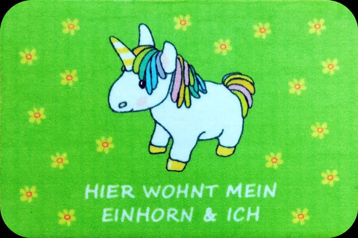 Einhorn - Hier wohnt mein Einhorn Fußmatte - Schwarzer - Kaffee