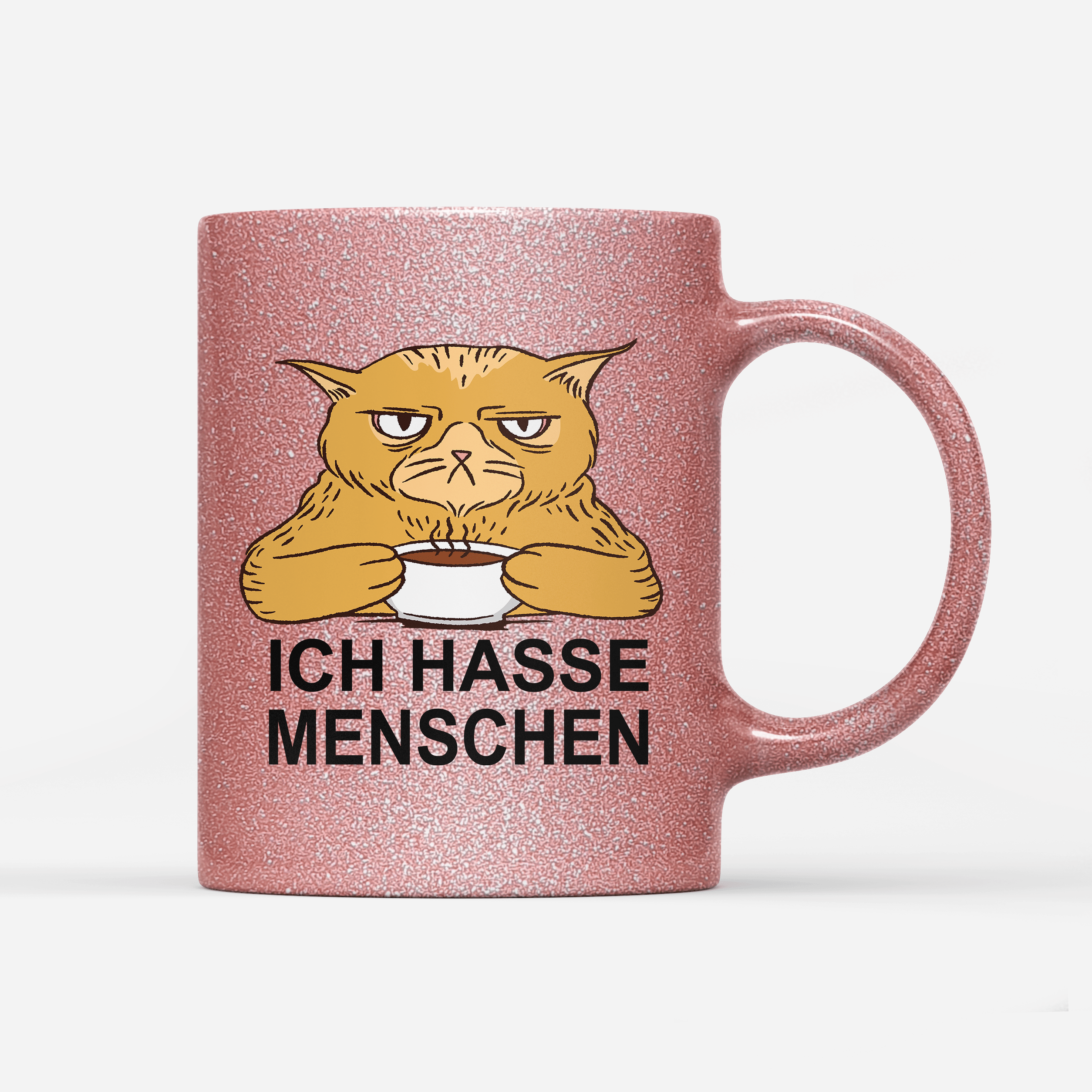 Tasse Glitzer Edition Ich hasse Menschen Katze