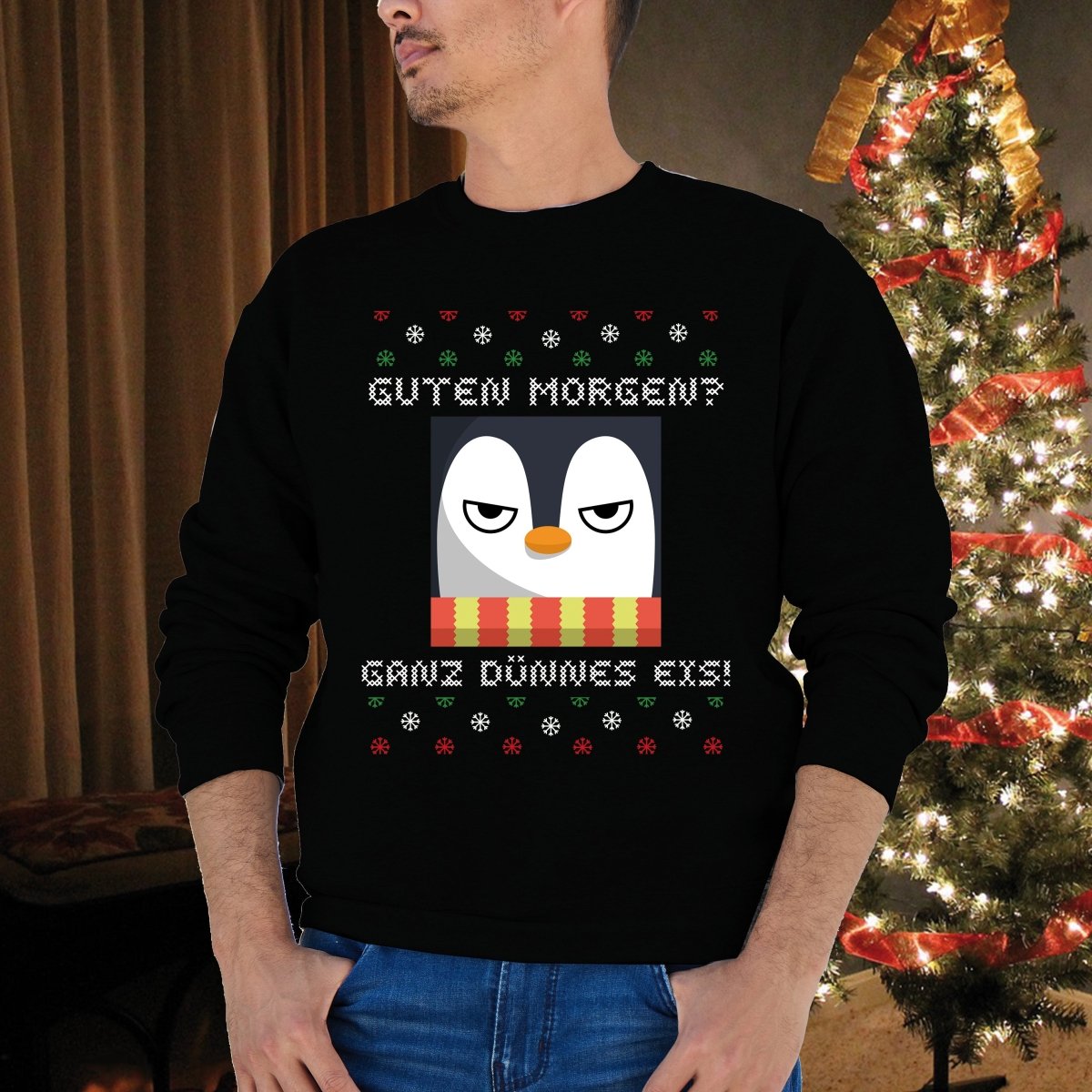 GUTEN MORGEN? GANZ DÜNNES EIS! WEIHNACHTSSWEATSHIRT UGLY SWEATER WEIHNACHTEN - Schwarzer - Kaffee