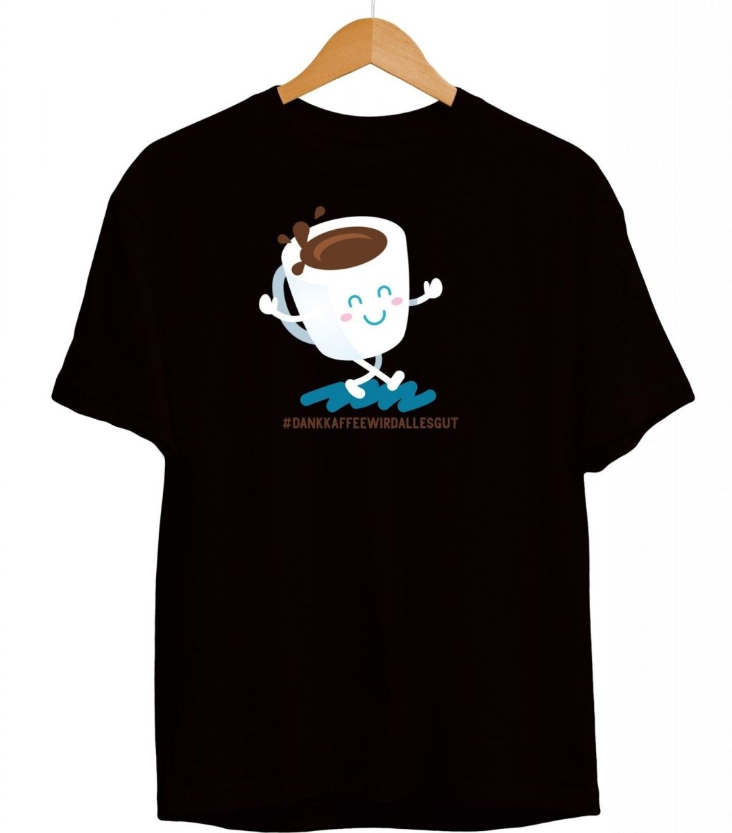 Herren T-Shirt Dank Kaffee wird alles gut - Schwarzer - Kaffee