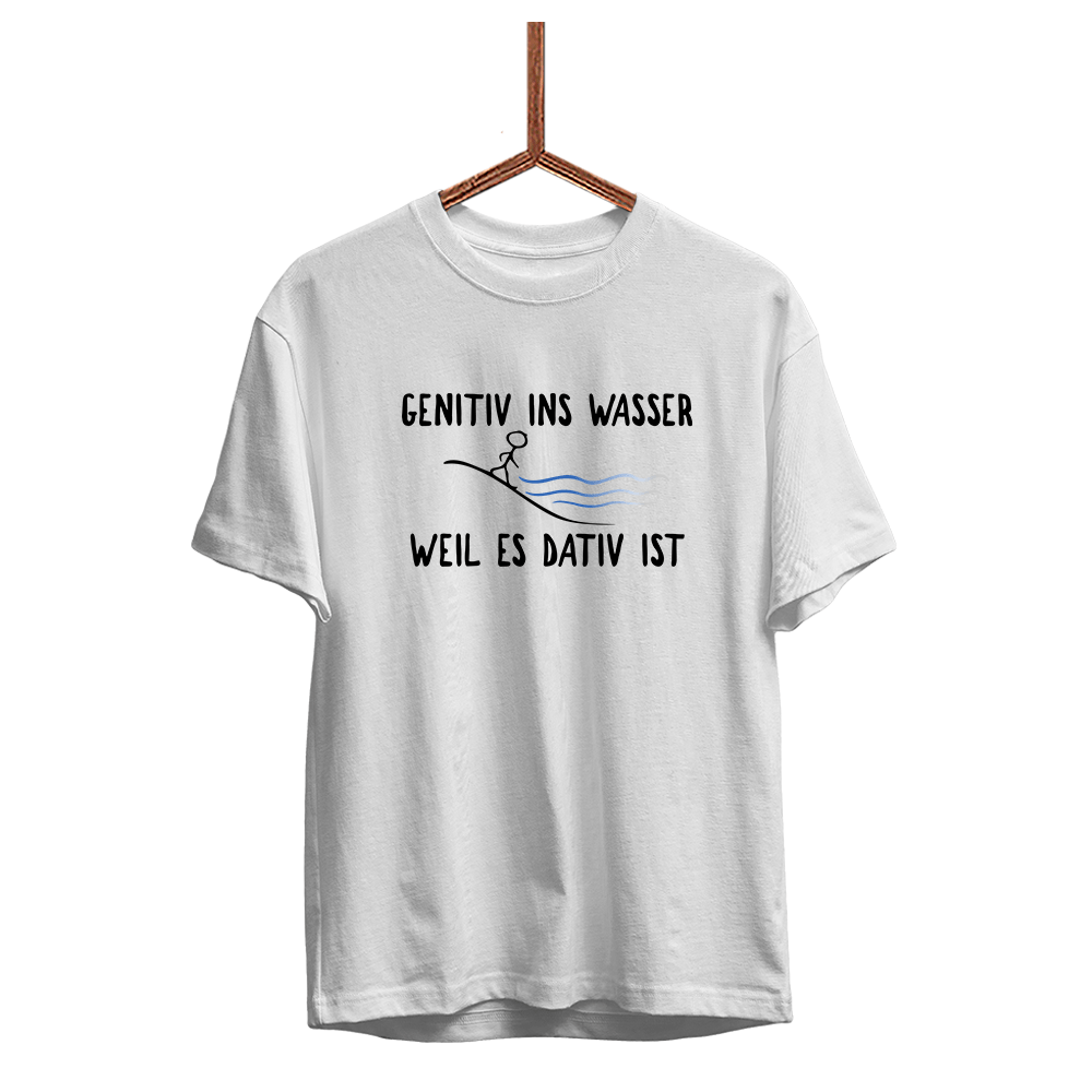 Herren T-Shirt Genitiv ins Wasser weil es Dativ ist - Schwarzer - Kaffee