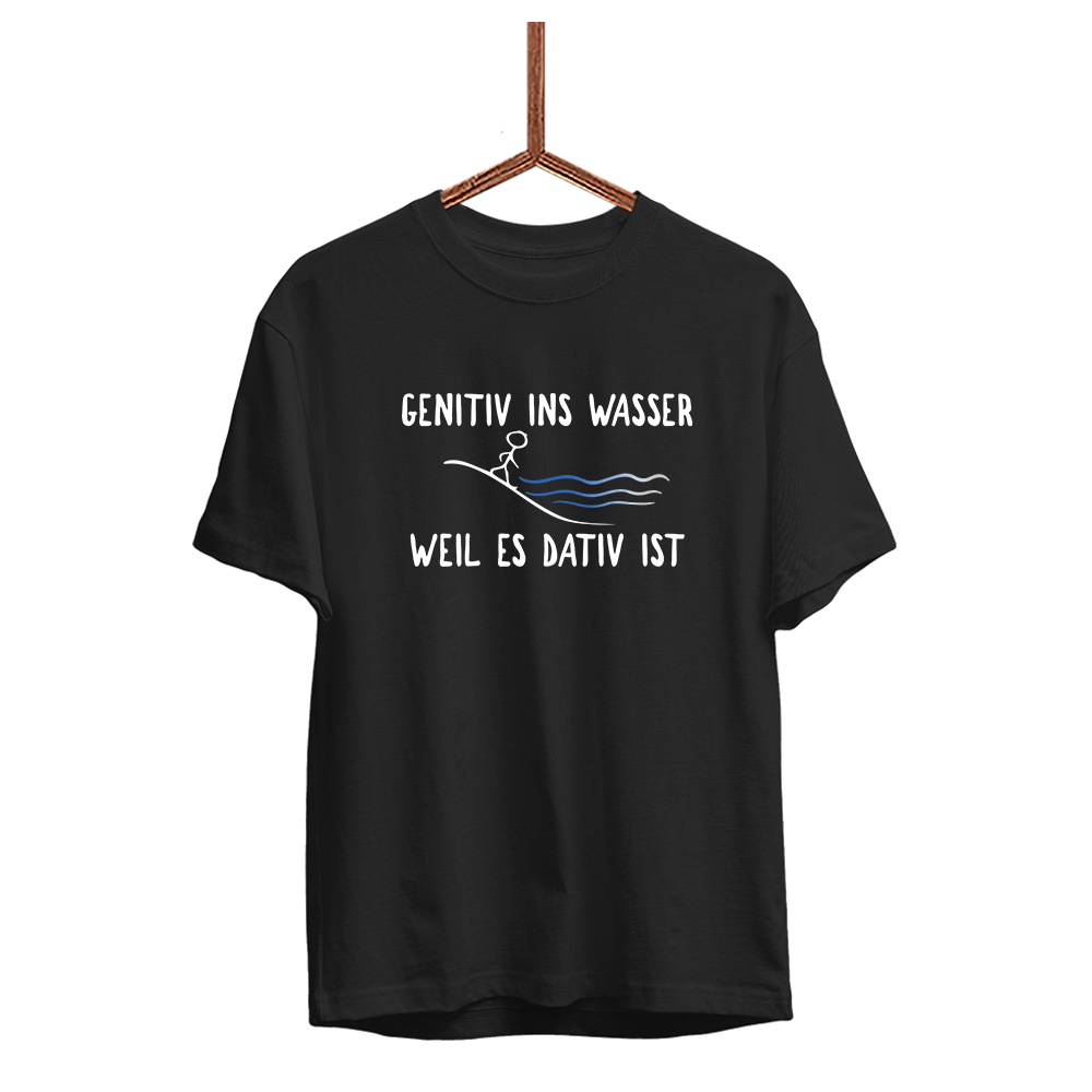 Herren T-Shirt Genitiv ins Wasser weil es Dativ ist - Schwarzer - Kaffee