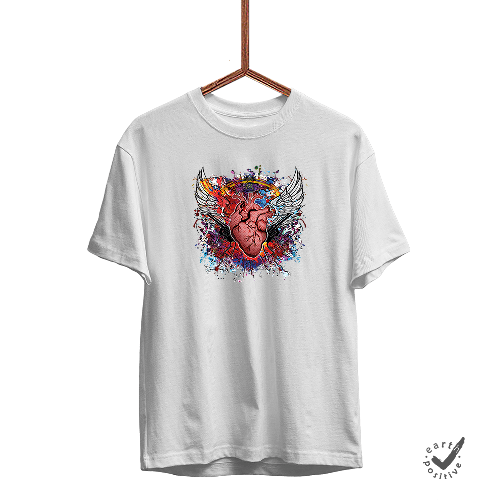 Herren T-Shirt Heart - Schwarzer - Kaffee