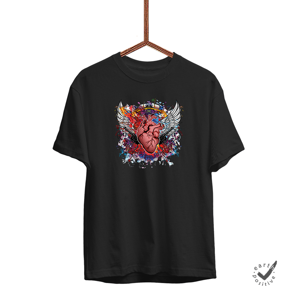 Herren T-Shirt Heart - Schwarzer - Kaffee