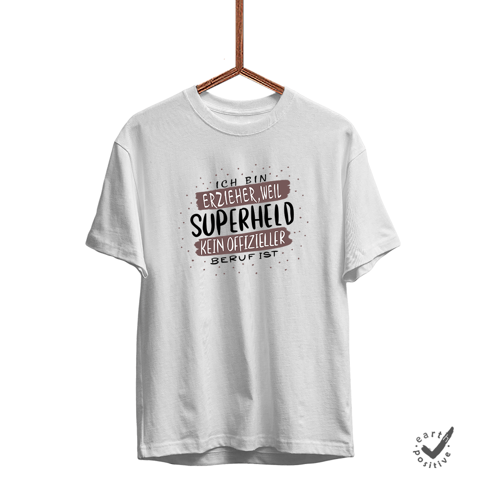 Herren T-Shirt Ich bin Erzieher weil Superheld kein offizieller Beruf ist - Schwarzer - Kaffee