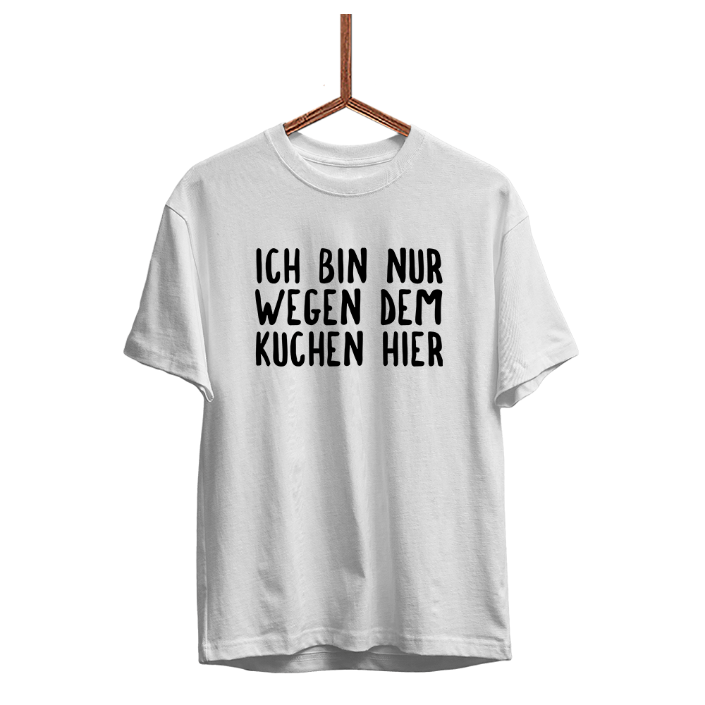 Herren T-Shirt Ich bin nur wegen dem Kuchen hier - Schwarzer - Kaffee