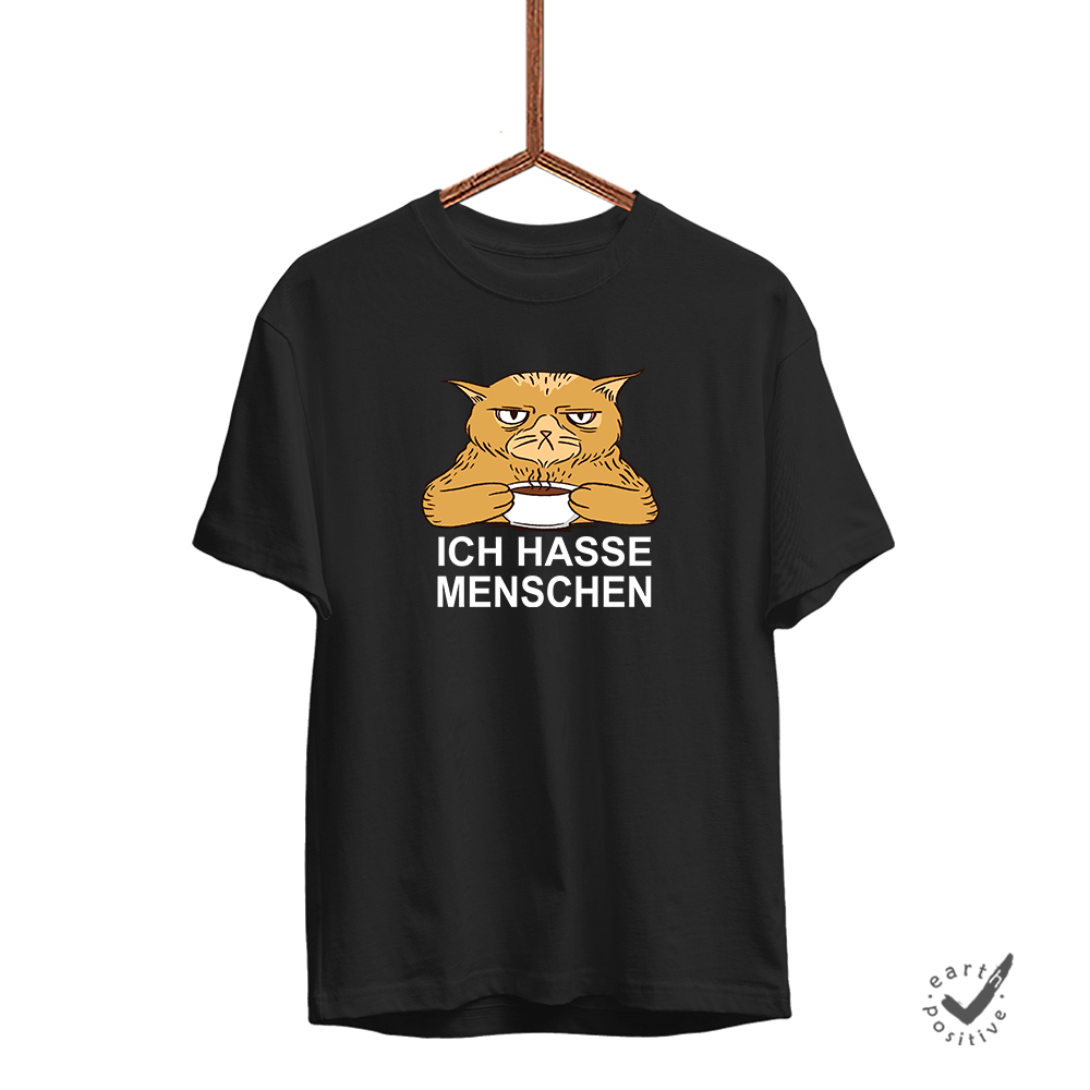 Herren T-Shirt Ich hasse Menschen Katze - Schwarzer - Kaffee