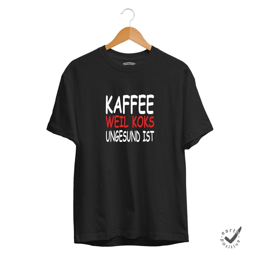 Herren T-Shirt Kaffee weil Koks ungesund ist - Schwarzer - Kaffee