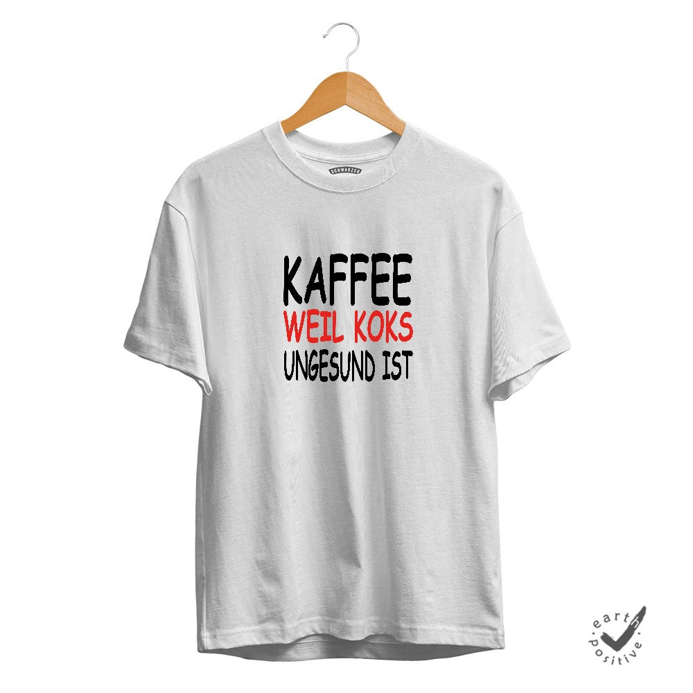 Herren T-Shirt Kaffee weil Koks ungesund ist - Schwarzer - Kaffee