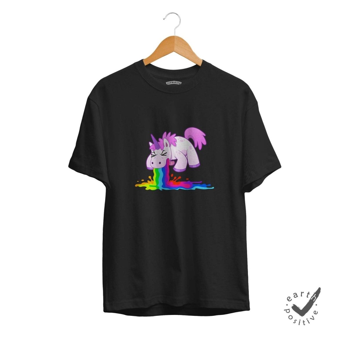 Herren T-Shirt Kotzendes Einhorn - Schwarzer - Kaffee