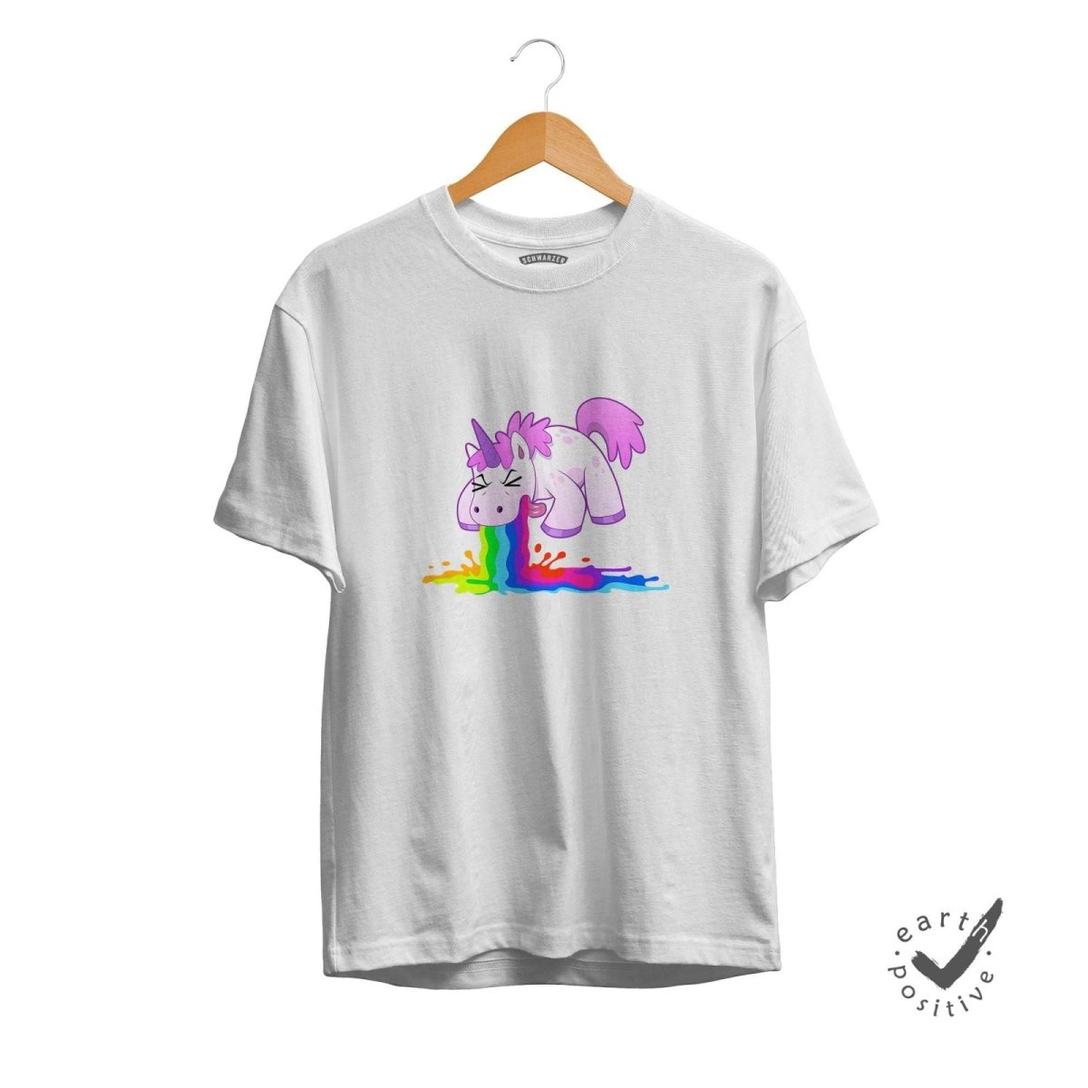 Herren T-Shirt Kotzendes Einhorn - Schwarzer - Kaffee