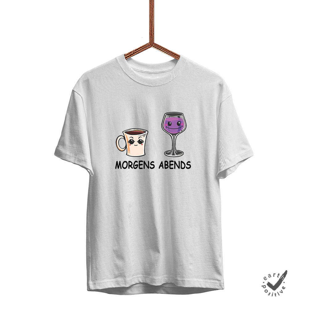Herren T-Shirt Morgens Abends - Schwarzer - Kaffee