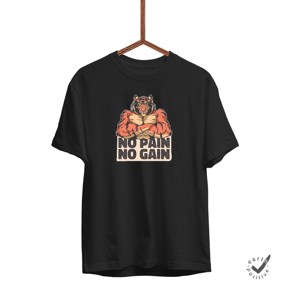 Herren T-Shirt No Pain No Gain - Schwarzer - Kaffee