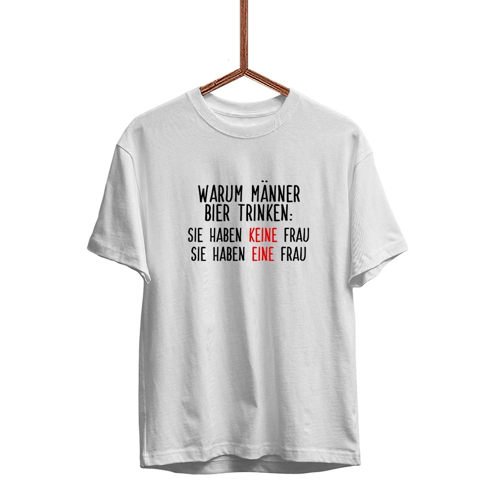 Herren T-Shirt Warum Männer Bier trinken - Schwarzer - Kaffee