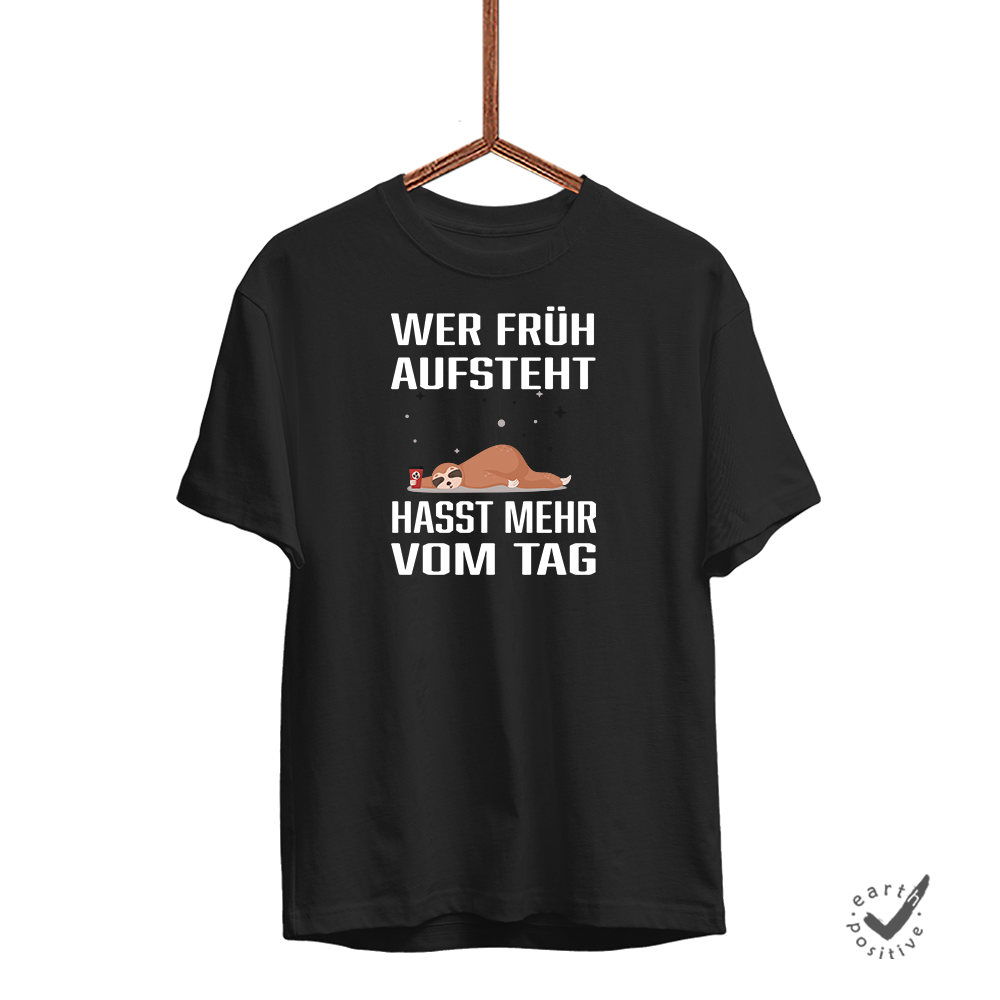 Herren T-Shirt Wer früh aufsteht hasst mehr vom Tag - Schwarzer - Kaffee
