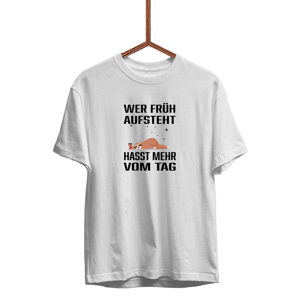Herren T-Shirt Wer früh aufsteht hasst mehr vom Tag - Schwarzer - Kaffee