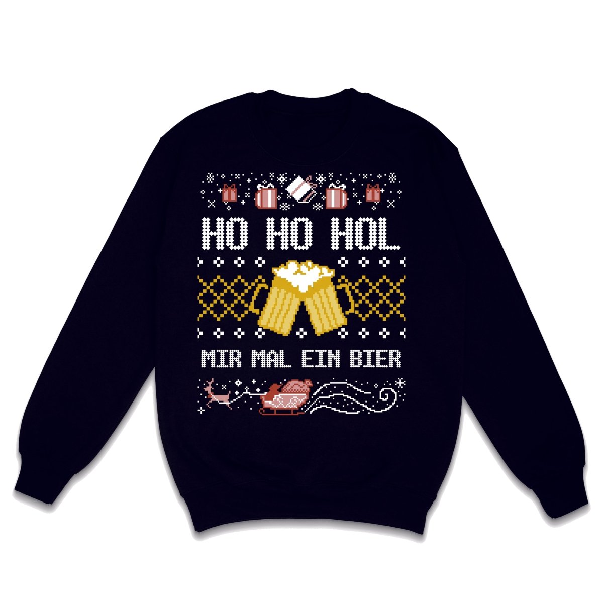 HO HO HOL MIR MAL EIN BIER WEIHNACHTSSWEATSHIRT WEIHNACHTEN - Schwarzer - Kaffee