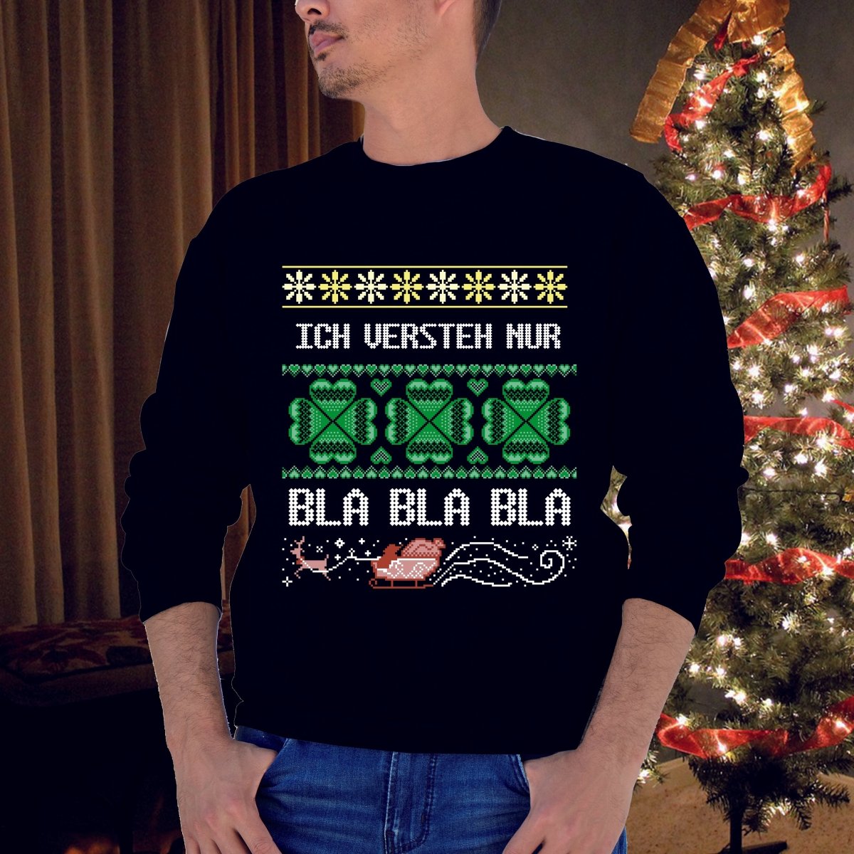 ICH VERSTEH NUR BLA BLA BLA WEIHNACHTSSWEATSHIRT WEIHNACHTEN - Schwarzer - Kaffee