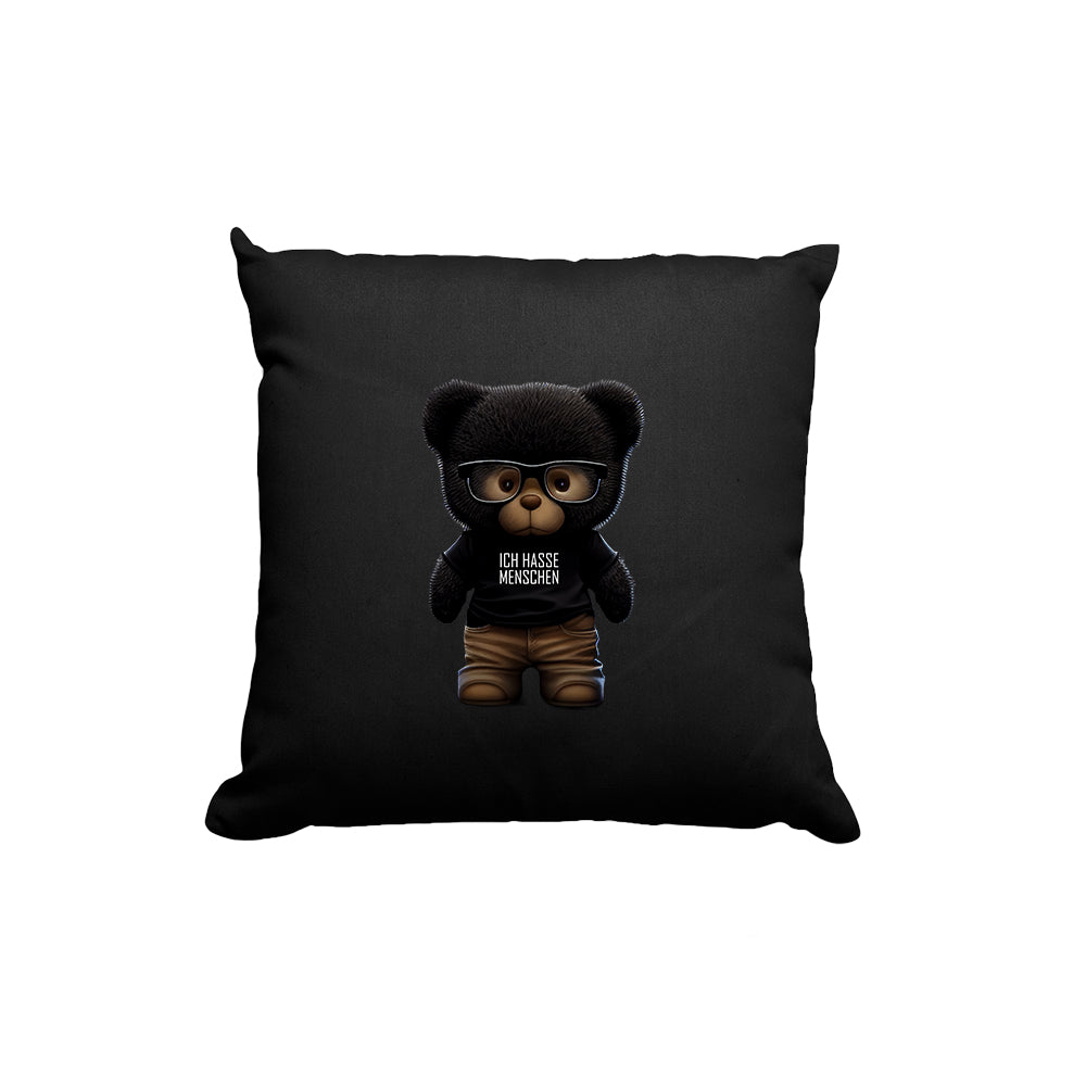Kissen Teddybär Ich hasse Menschen - Schwarzer - Kaffee