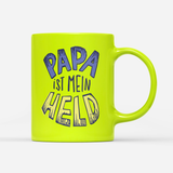 Tasse Neon Papa ist mein Held