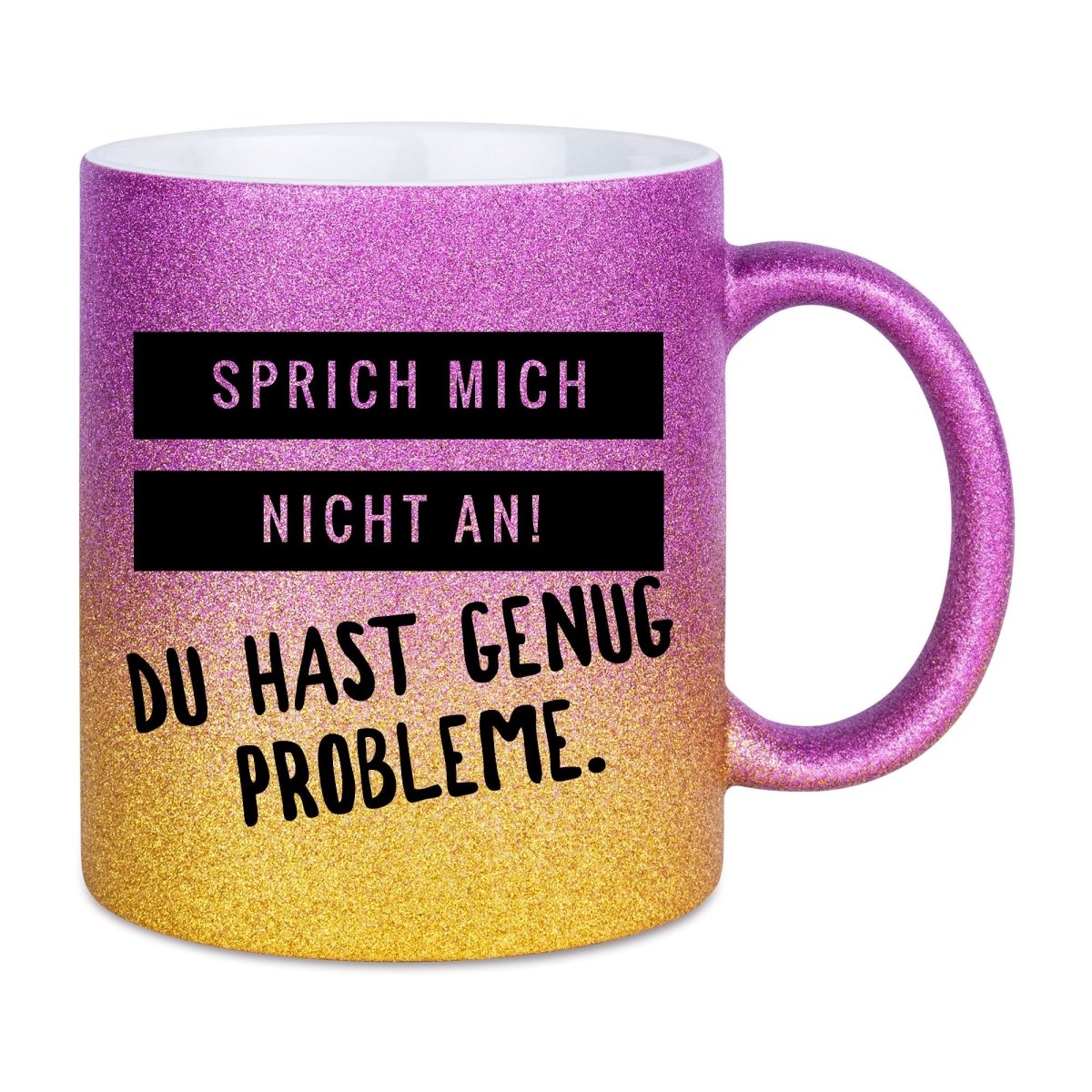 Sprich mich nicht an Tasse Glitzer bunt - Schwarzer - Kaffee