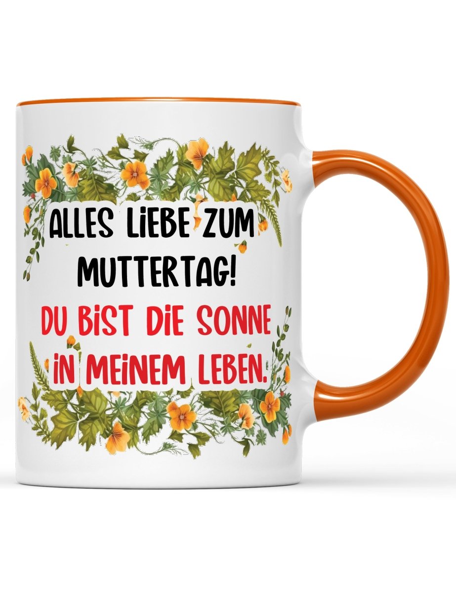 Tasse Alles Liebe zum Muttertag! Du bist die Sonne in meinem Leben. Muttertag Special - Schwarzer - Kaffee