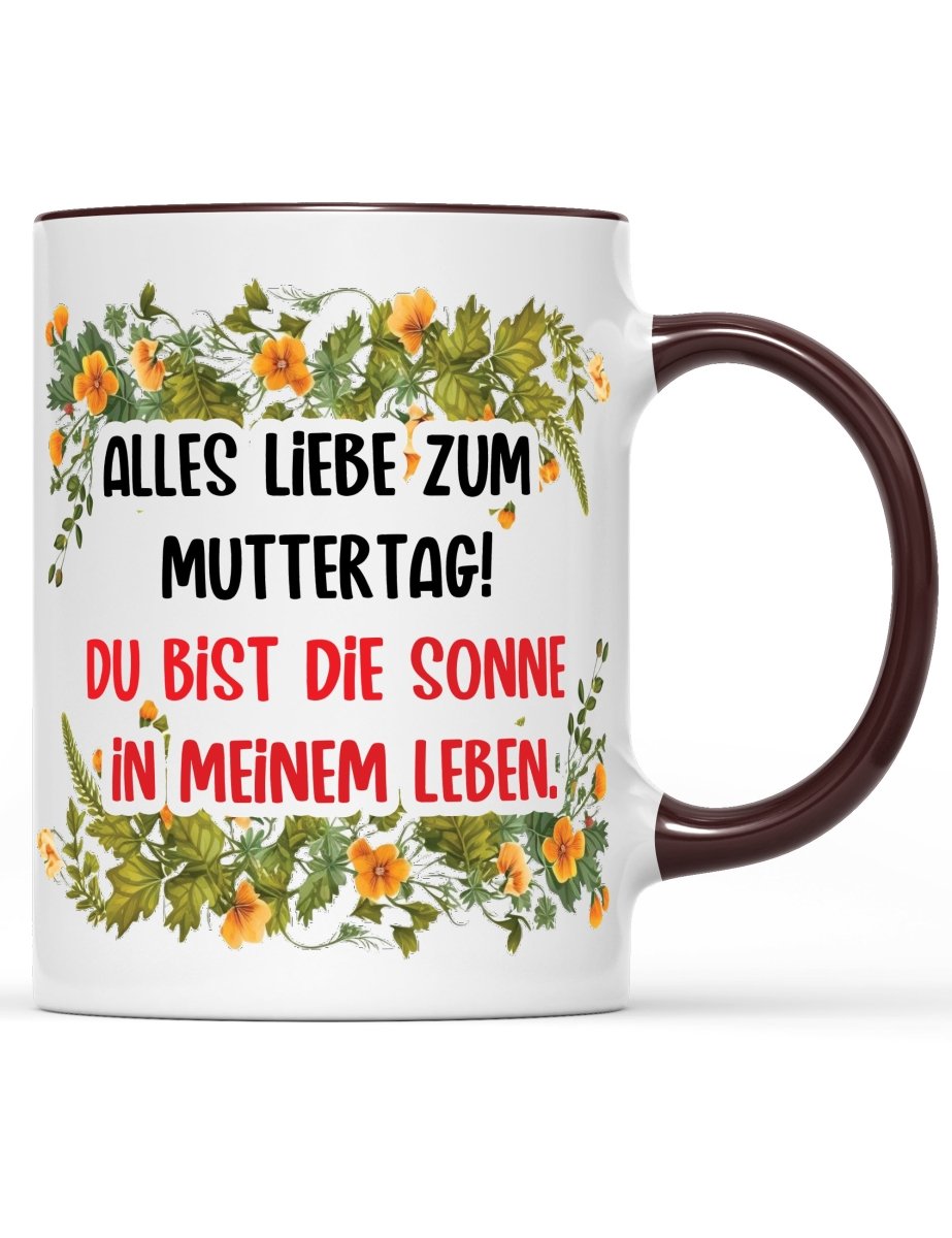 Tasse Alles Liebe zum Muttertag! Du bist die Sonne in meinem Leben. Muttertag Special - Schwarzer - Kaffee
