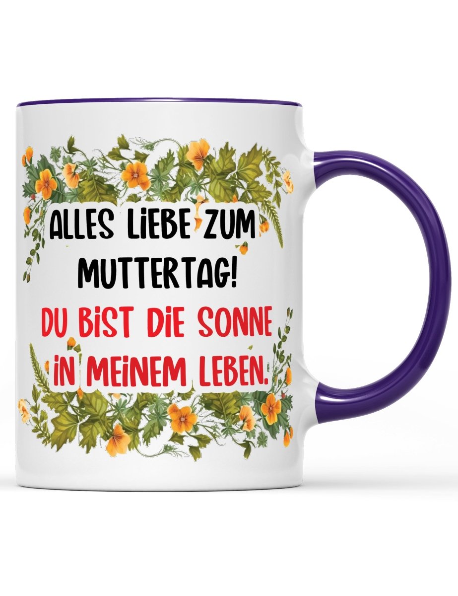 Tasse Alles Liebe zum Muttertag! Du bist die Sonne in meinem Leben. Muttertag Special - Schwarzer - Kaffee