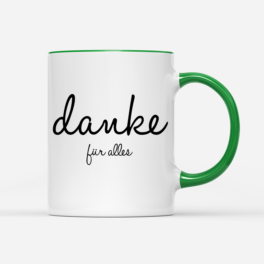 Tasse Danke für alles - Schwarzer - Kaffee