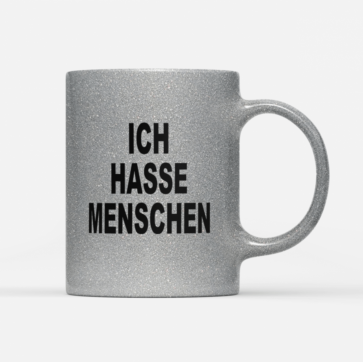 Tasse Glitzer Edition Ich hasse Menschen V2 - Schwarzer - Kaffee
