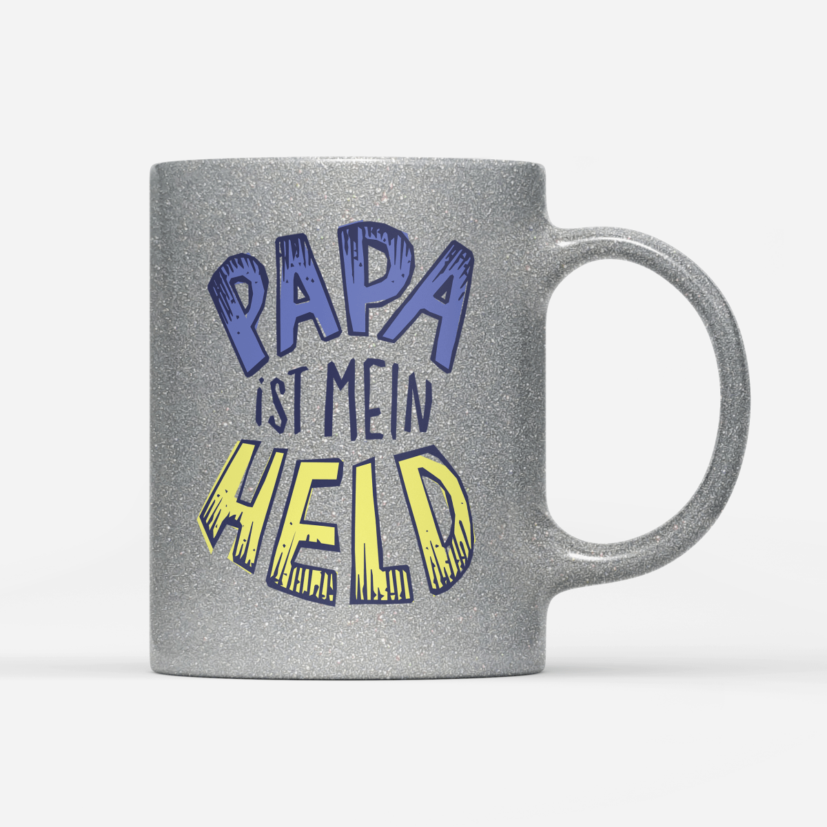 Tasse Glitzer Edition Papa ist mein Held - Schwarzer - Kaffee