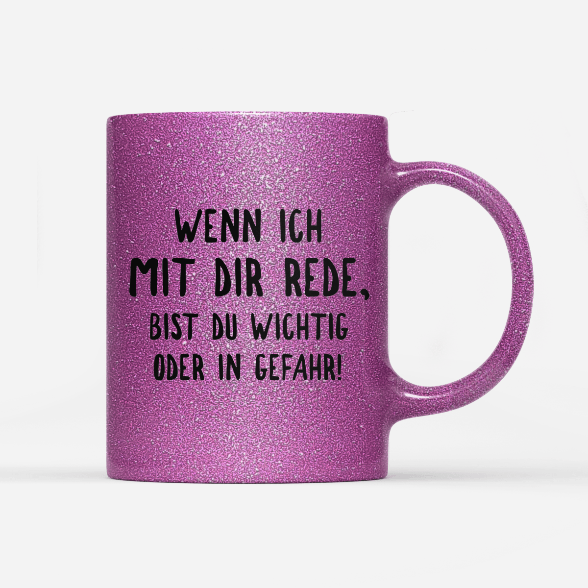 Tasse Glitzer Edition Wichtig oder in Gefahr - Schwarzer - Kaffee