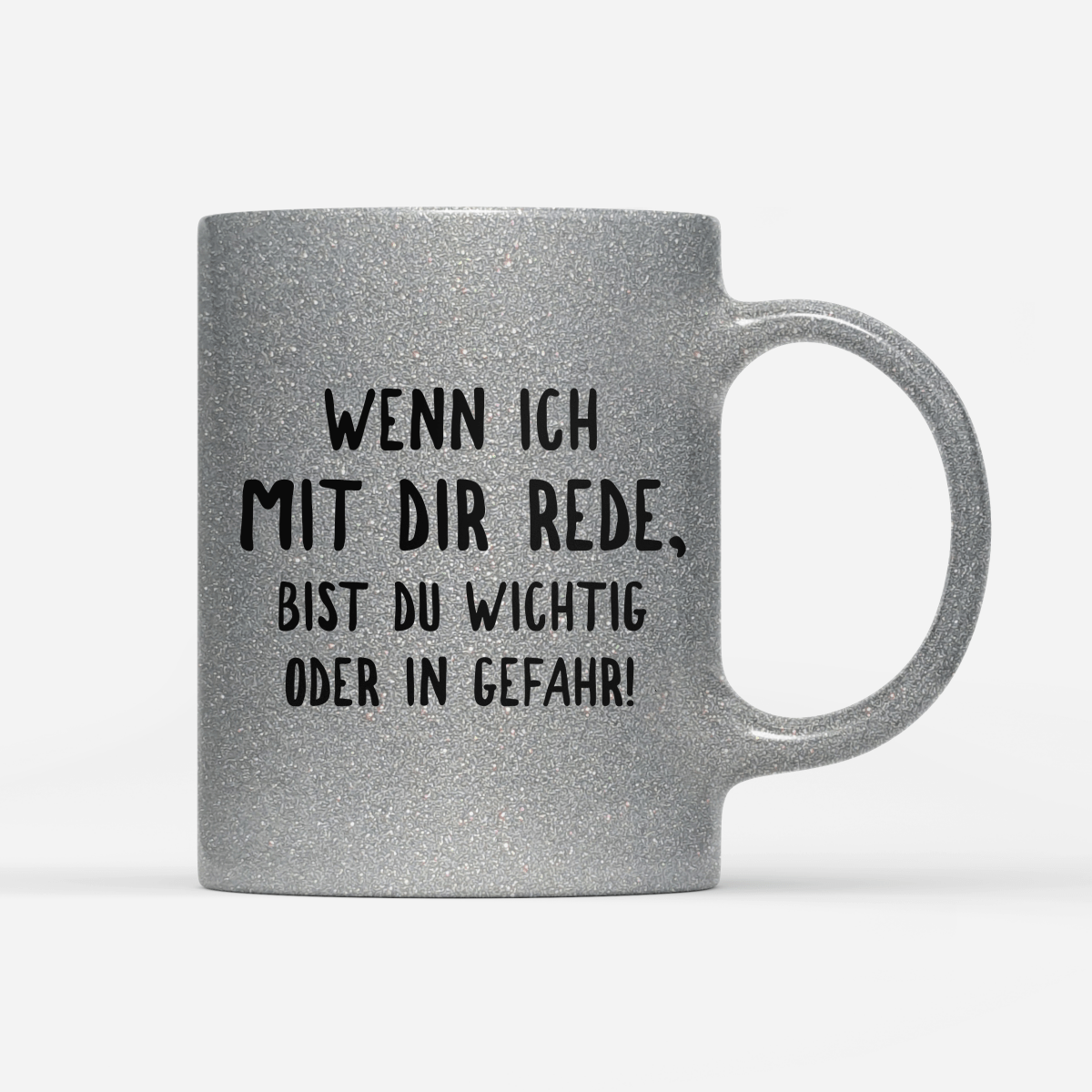 Tasse Glitzer Edition Wichtig oder in Gefahr - Schwarzer - Kaffee