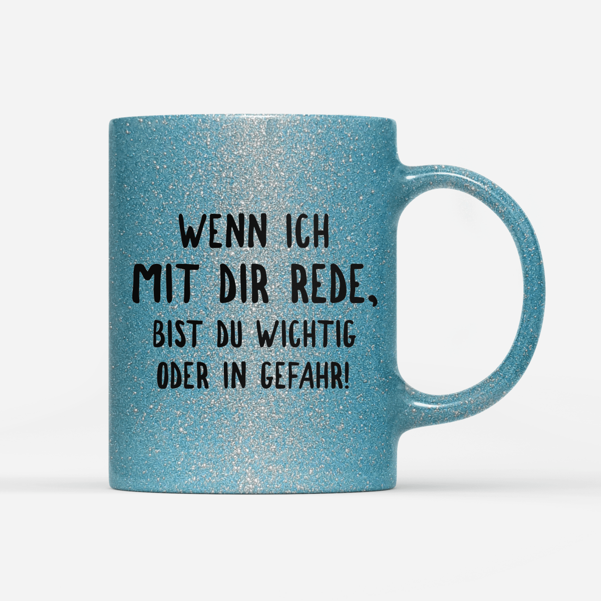 Tasse Glitzer Edition Wichtig oder in Gefahr - Schwarzer - Kaffee