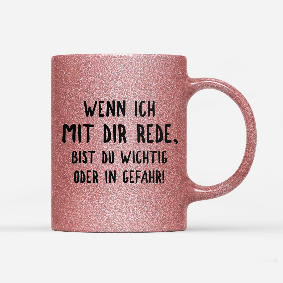 Tasse Glitzer Edition Wichtig oder in Gefahr - Schwarzer - Kaffee