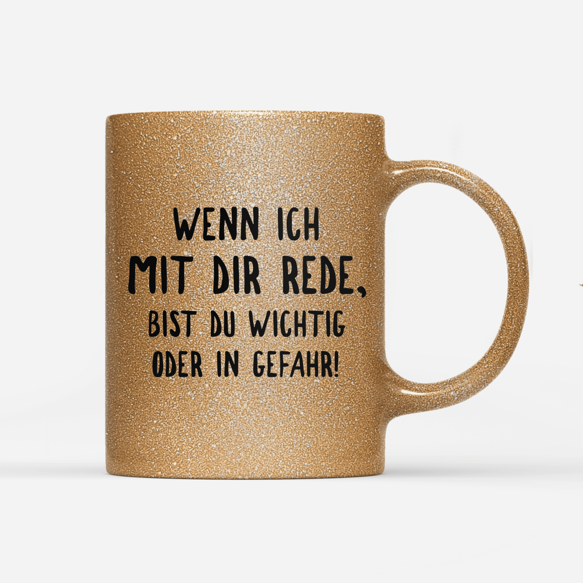 Tasse Glitzer Edition Wichtig oder in Gefahr - Schwarzer - Kaffee