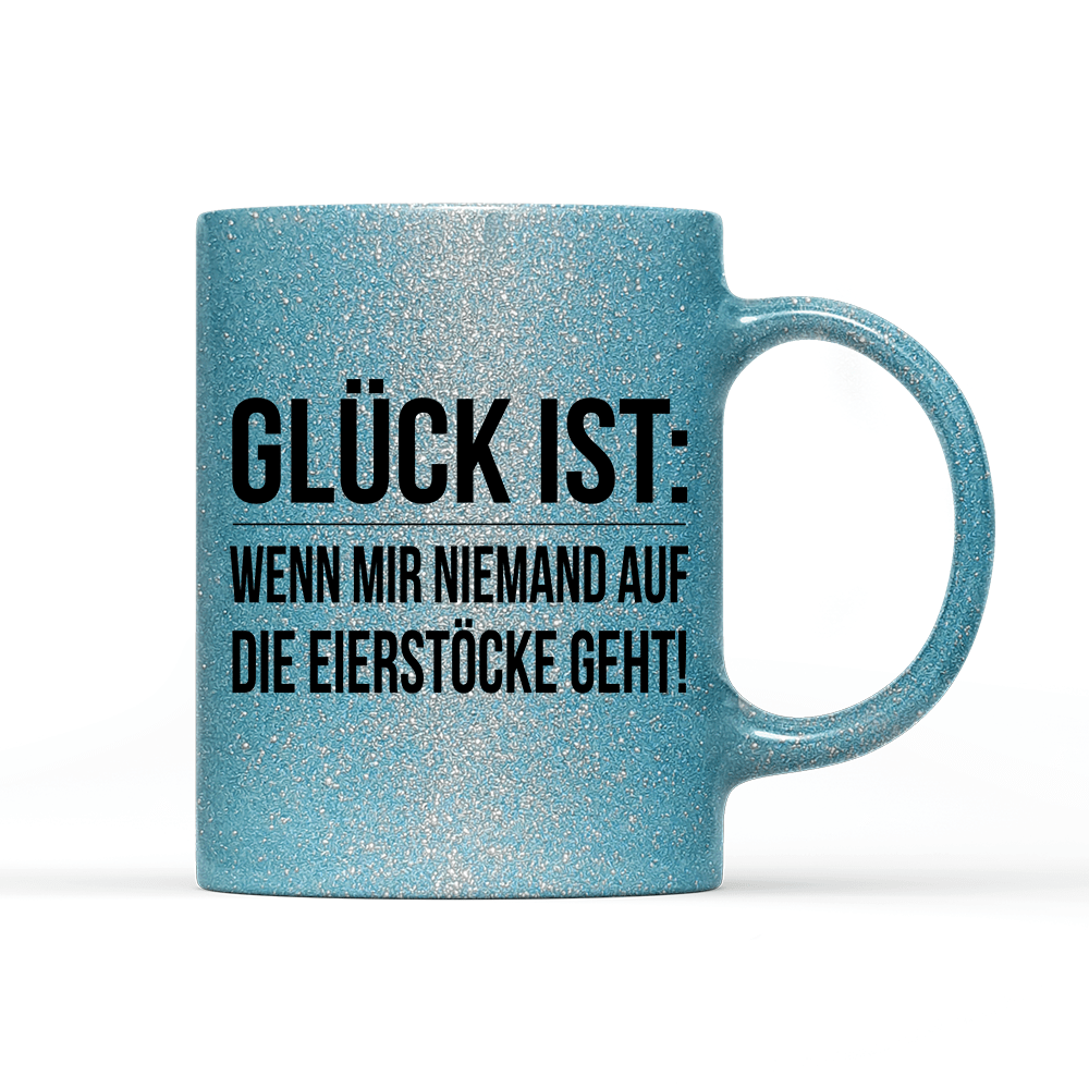 Tasse Glitzer Glück ist Eierstöcke - Schwarzer - Kaffee