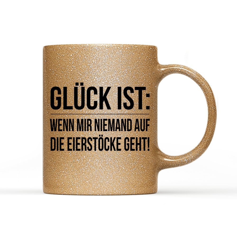 Tasse Glitzer Glück ist Eierstöcke - Schwarzer - Kaffee