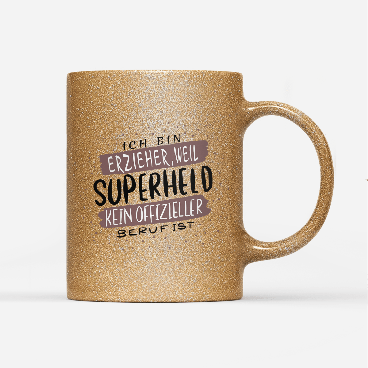 Tasse Glitzer Ich bin Erzieher weil Superheld kein offizieller Beruf ist - Schwarzer - Kaffee