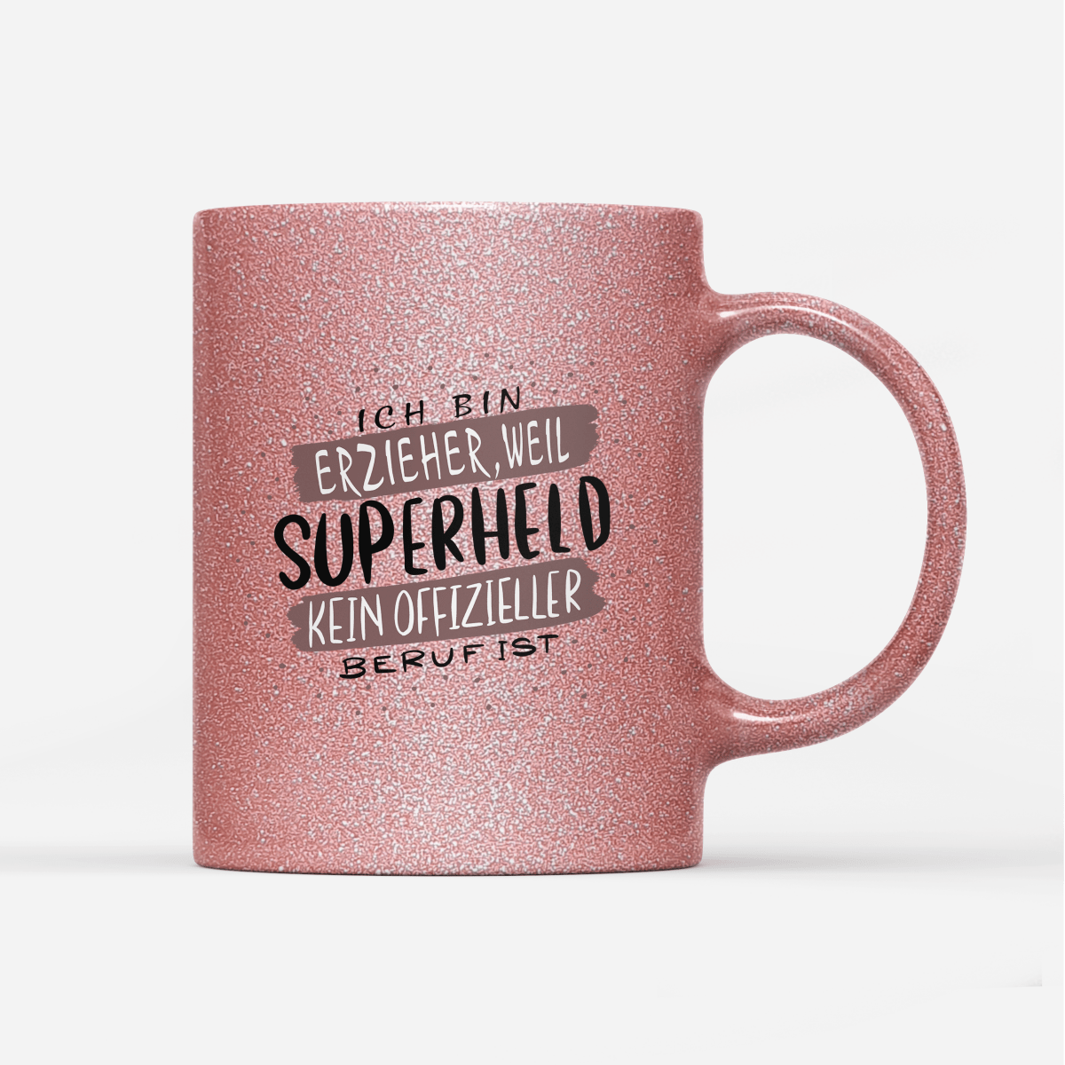 Tasse Glitzer Ich bin Erzieher weil Superheld kein offizieller Beruf ist - Schwarzer - Kaffee