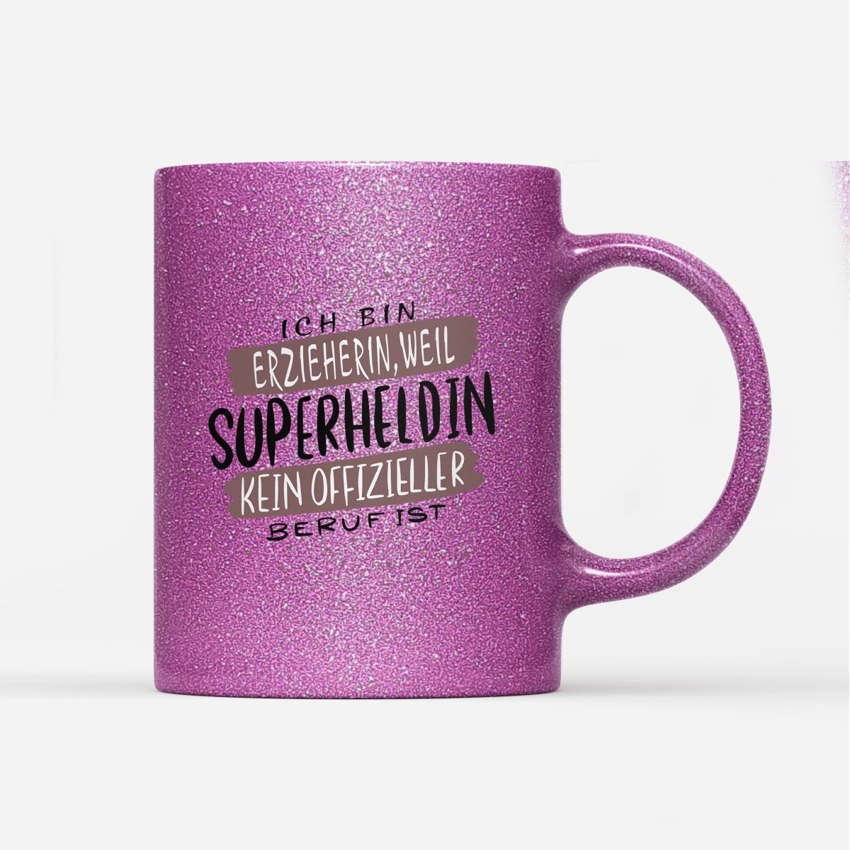 Tasse Glitzer Ich bin Erzieherin weil Superheldin kein offizieller Beruf ist - Schwarzer - Kaffee